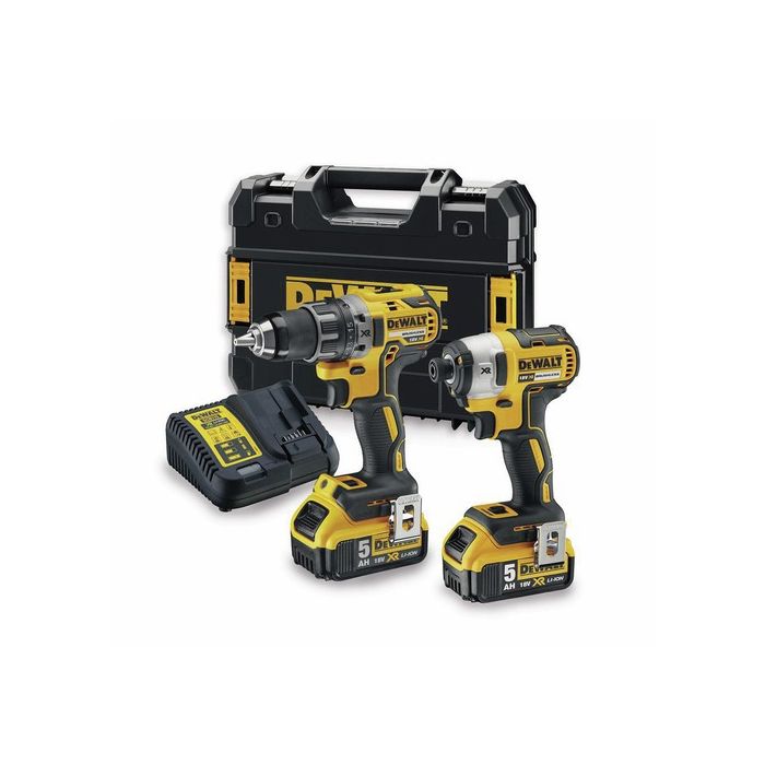 Pack de 2 outils XR 18 V DCD791+DCF887 + 2 batteries 5Ah + chargeur + coffret T-STAK - DEWALT - DCK268P2T