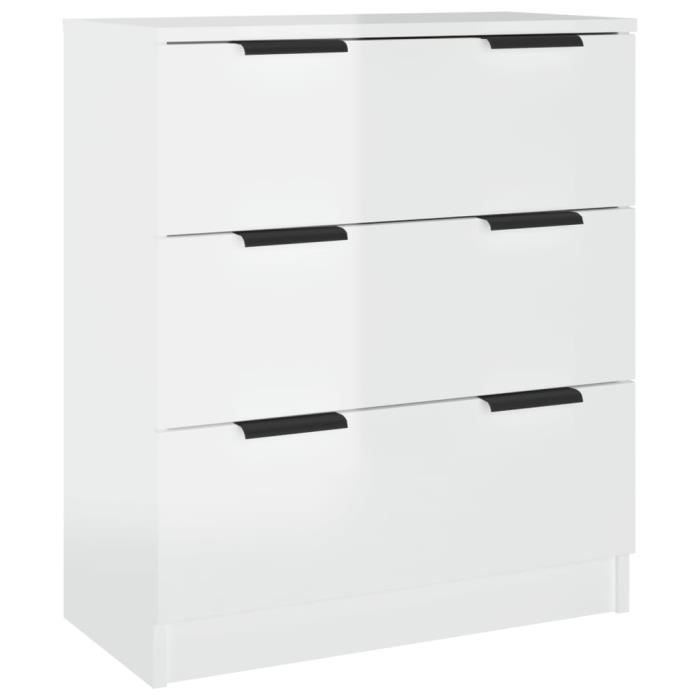 Buffet marron 60x30x70 cm bois de pin massif et rotin naturel