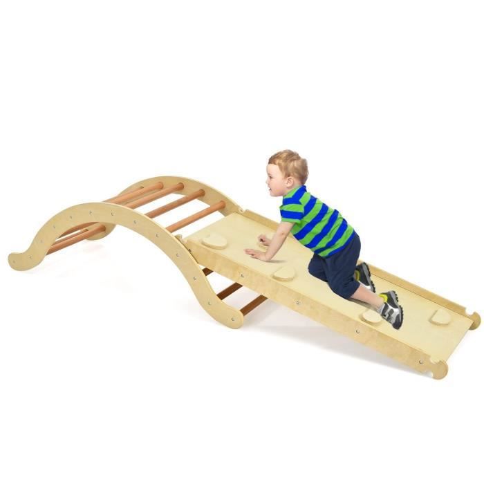 Arche D'escalade En Bois Avec Coussin Doux - Jeu Montessori Pour Enfants Dès 3 Ans (bleu, Petit)