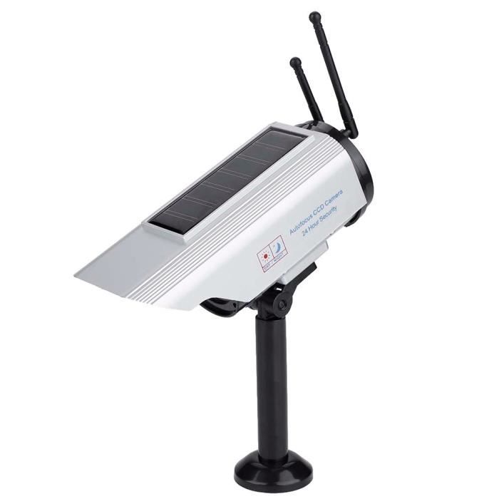 O&W Caméra Solaire Factice Avec LED Clignotante - Dissuasion Anti-Cambriolage Intérieur Extérieur - Étanche Et Réaliste Avec Panneau Solaire