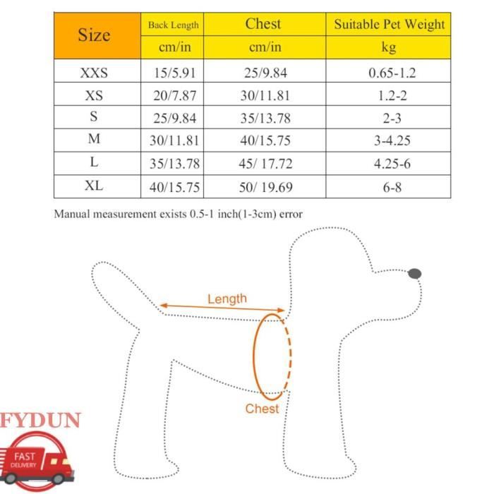 Vêtements dhiver pour animaux - FYDUN - Pull chaud pour chien - Polyester - Coloré - Confortable