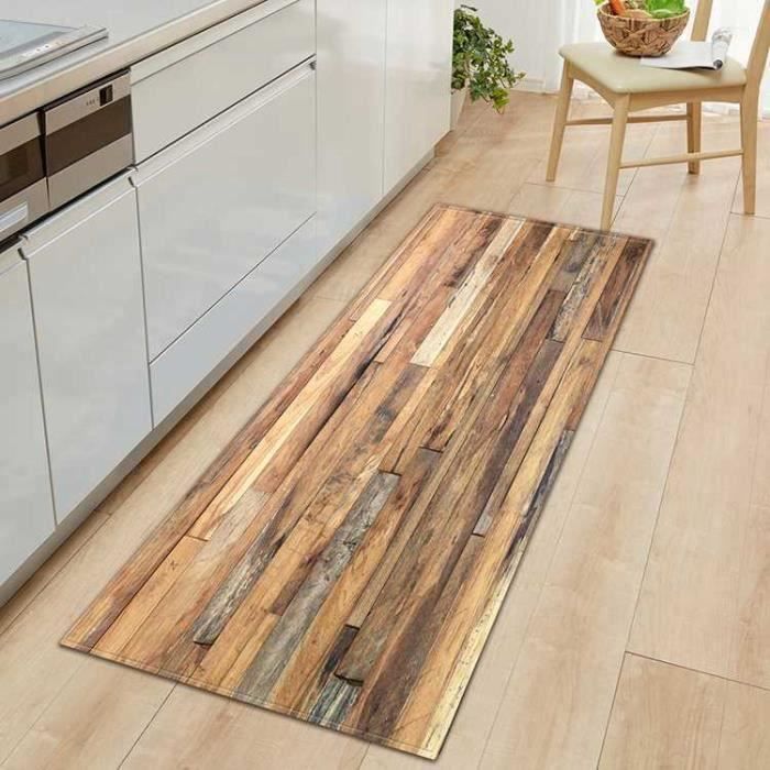 Tapis De Cuisine Antidérapant 60x180 Cm - Motif Bois, épaisseur 8 Mm, Absorbant Et Lavable En Machine - 2