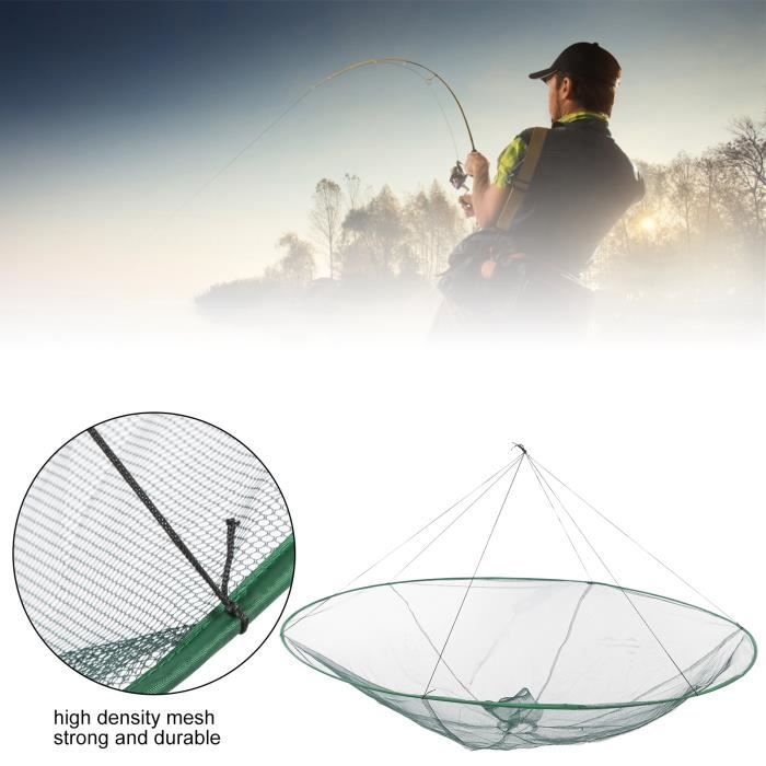 2 Filets De Pêche Pliables En Nylon - 65x33cm - Pour Crabes, Écrevisses, Poissons - Vert - Réutilisable