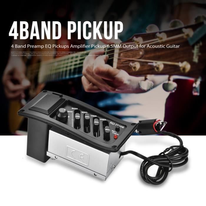 Égaliseur Micro Guitare 4 Bandes EQ-7545R - Préampli BASS/MID/TREB/PRES - Pour Guitares Acoustiques