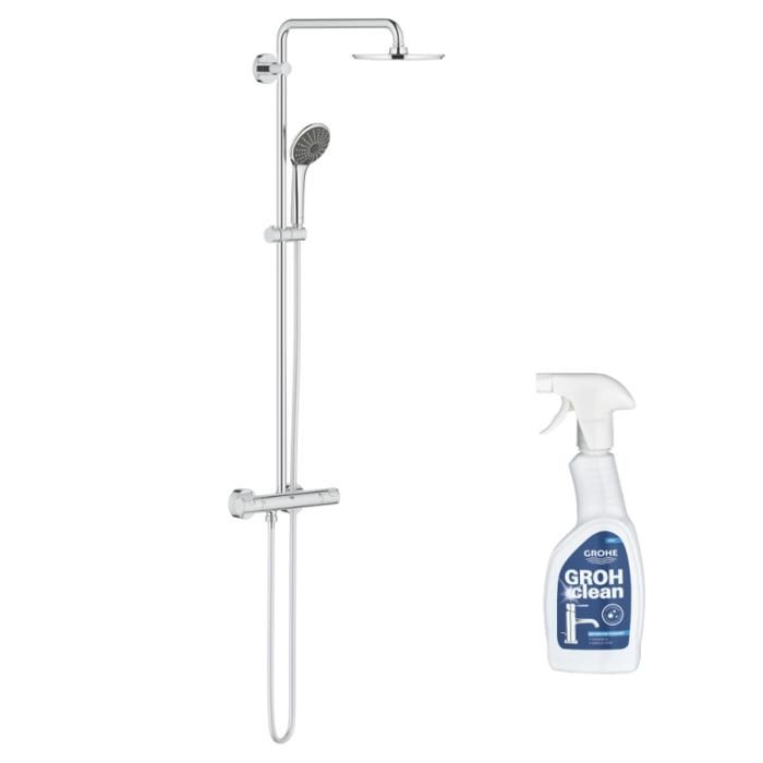 Colonne de douche thermostatique GROHE Vitalio Joy System 210 Pomme haute ronde 21cm 3 jets Chromé