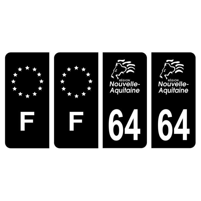 Adesivi Targa Nuova Aquitania 64, Set 2 Pezzi, Dimensioni Ufficiali 9,7x4,6 Cm, Produzione Francese
