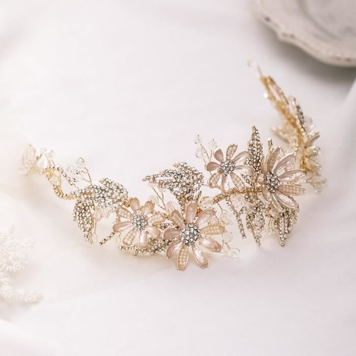 Bandeau Floral Dolce & Gabbana En Laiton Et Cristal – Diadème Or, Cristaux Roses, Occasion Porté Une Fois Comme Neuf