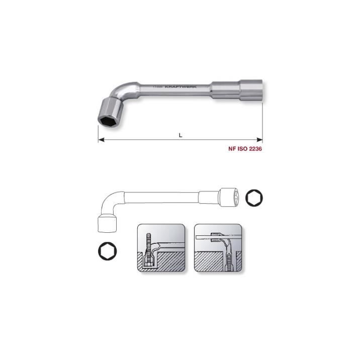 Clé à Pipe Débouchée 10mm 6/6 Pans Satinée - Quincaillerie Tunisie