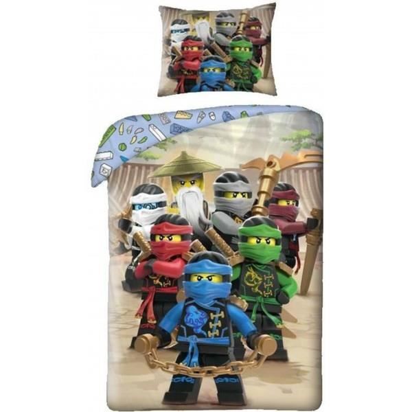 Taie 70x90cm Housse de couette 140x200cm Lego Ninjago Parure de lit pour enfant 100% Coton 