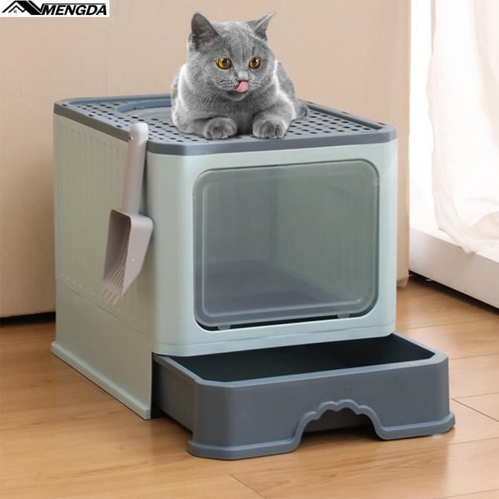 Meilleurs prix pour Bac à Litière Fermé pour Chat - MENGDA - Plateau Amovible - Capacité de Charge 15 kg - Bleu