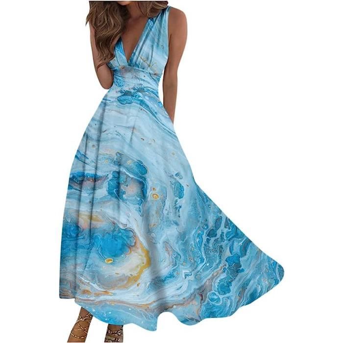 Robe De Plage Femme Gosunny - Longue, Sans Manches, Bandeau élastique | Style Bohème, Imprimé Floral, Fente Devant - 8