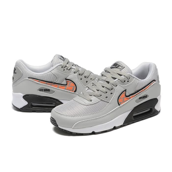 BASKET-Air& max 90 Chaussures Hommes Female-A Grey Orange Black-Dessus Synth?�tique SZ-42 