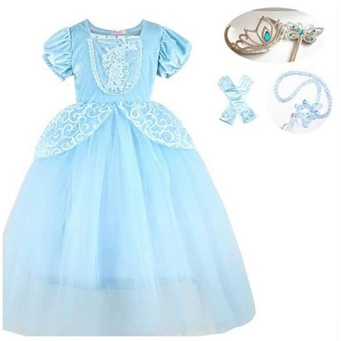 IBAKOM Robe Cendrillon Fille Costume Princesse Déguisement Conte Fées  Sophia Raiponce Cosplay Halloween Carnaval Noël Habiller avec Accessoires  Bleu 2 3-4 Ans : : Jeux et Jouets