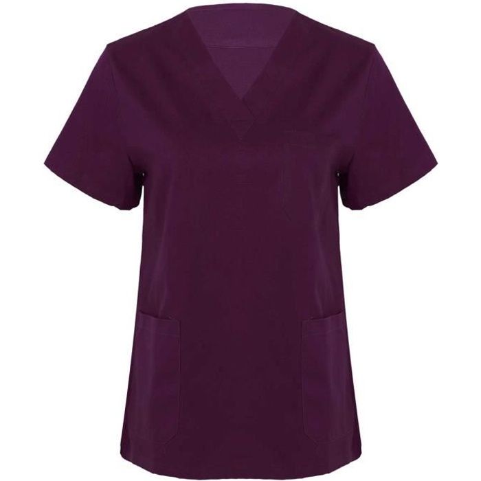 Femme Tunique Medicale Blouse Manche Courte Uniforme Poches T Shirt Tenue Infirmiere Medecin S Xxl Violet Violet Violet Achat Vente Tunique Blouse Cdiscount