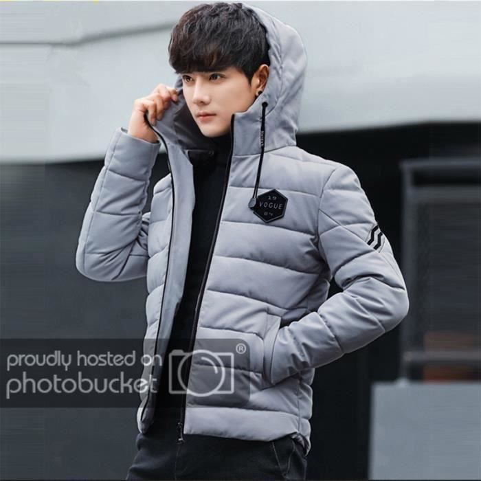 Doudoune hiver homme Nouveau Rayure Coton Epaissir Coupe Slim A Capuche Gris XS Gris Cdiscount Pret a Porter