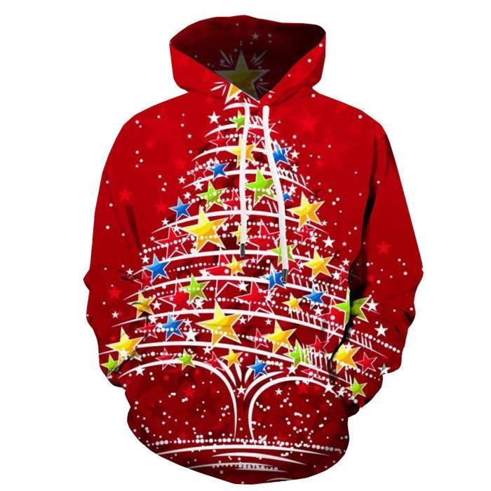 Sasaquoy Sweatshirt Pull de Noël à col roulé pour femmes rouge Rouge