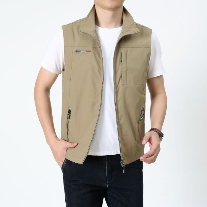 Gilet De Pêche Homme - Maille Séchage Rapide - Multi-poches - été Printemps Automne - Neuf