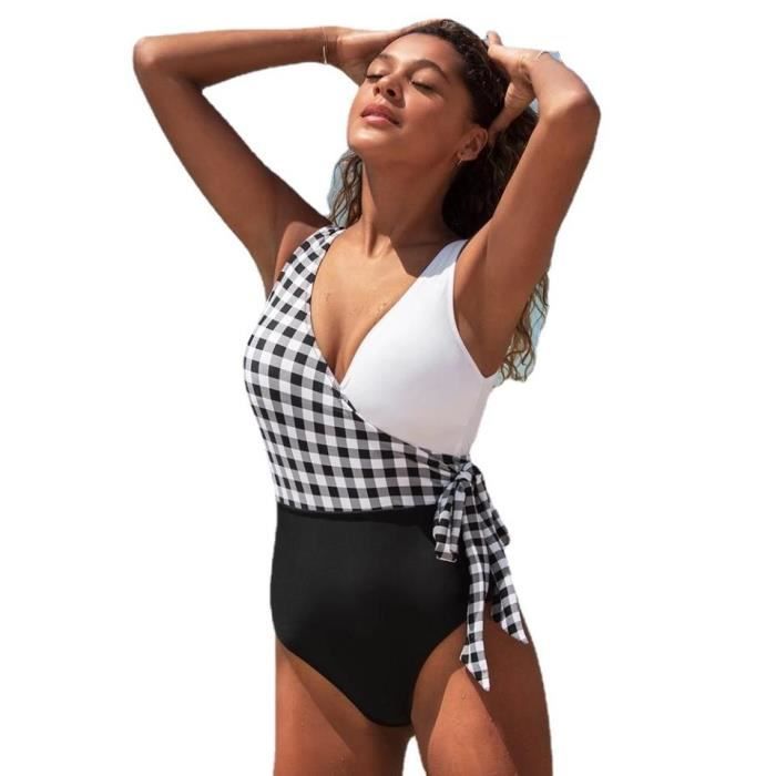Maillot de bain une pièce col cœur avec jupette pour femme
