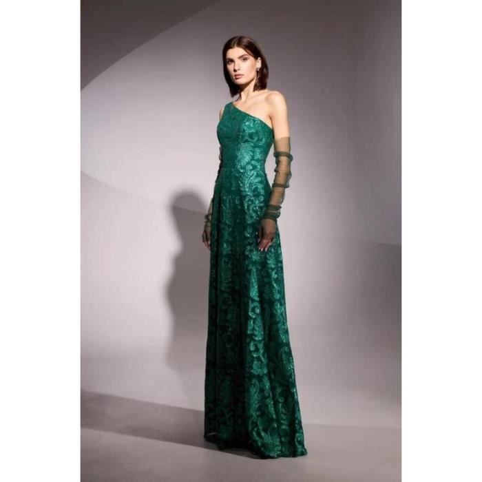 Robe Boubou Chanel Femme Vert Doré - Élégance Ethnique Prestige