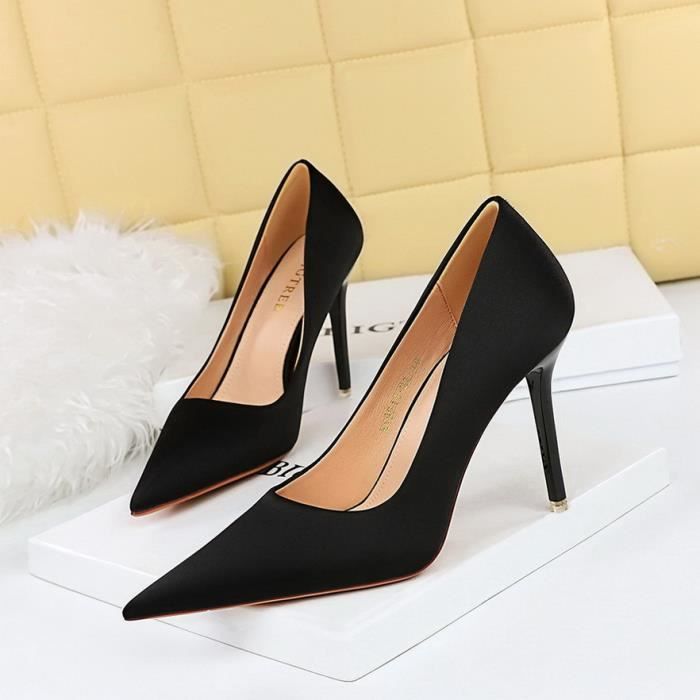 Escarpin noir talon bois discount