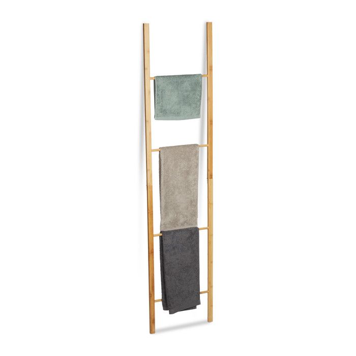 Relaxdays Echelle Porte Serviettes Bambou Pliable Support