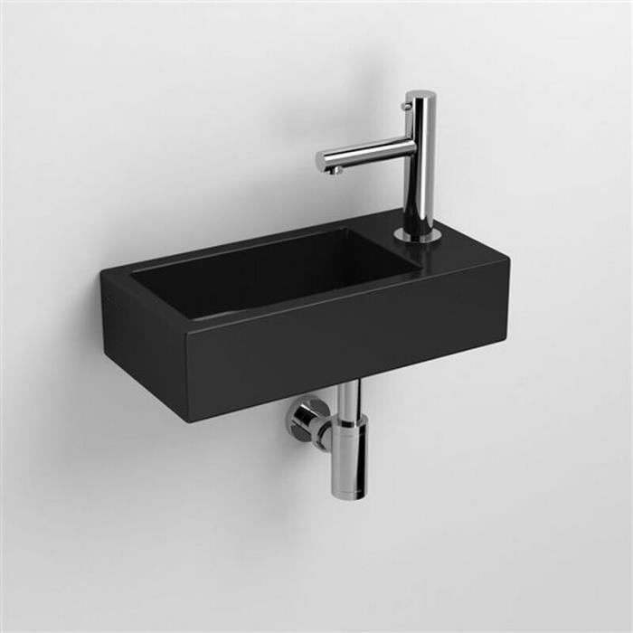 Lave main Rectangulaire Droite - Céramique Noire - 45x25 cm - Studio