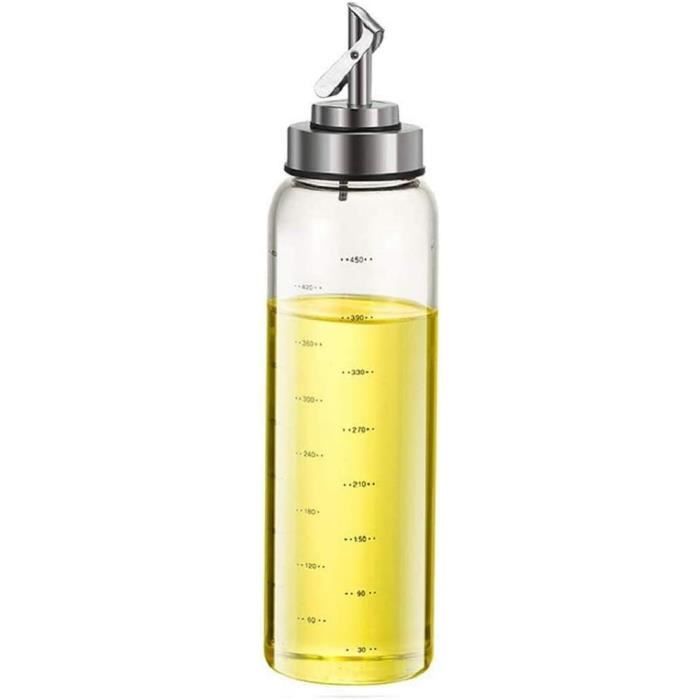 Distributeur D'Huile D'Olive En Verre Borosilicate 500 Ml - Burette Avec Graduations, Bouchon Verseur - Pour Cuisine - 10