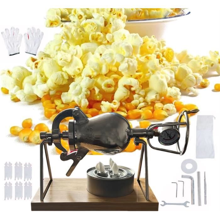 Mini Machine à Pop-corn Manuelle En Inox 304 - Avec Manivelle Et Manomètre - Capacité 338ml - Style Rétro
