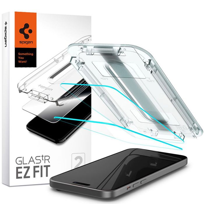 Verre Trempé - Spigen - GLAS.TR EZ FIT - Pack de 2 - Transparent - iPhone 15