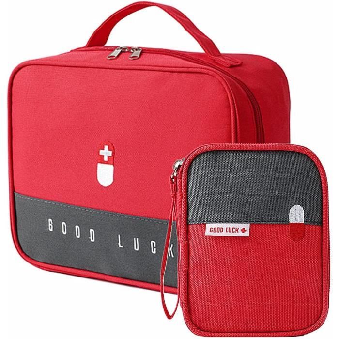 2 Trousses Pharmacie Vides – 14x11x3 Cm – Imperméables – Pour Voiture, Randonnée, Voyage