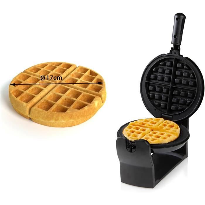 Gaufrier Rotatif Domo DO9223W - Plaque 17cm Antiadhésive - Noir - Pour Gaufres Belges