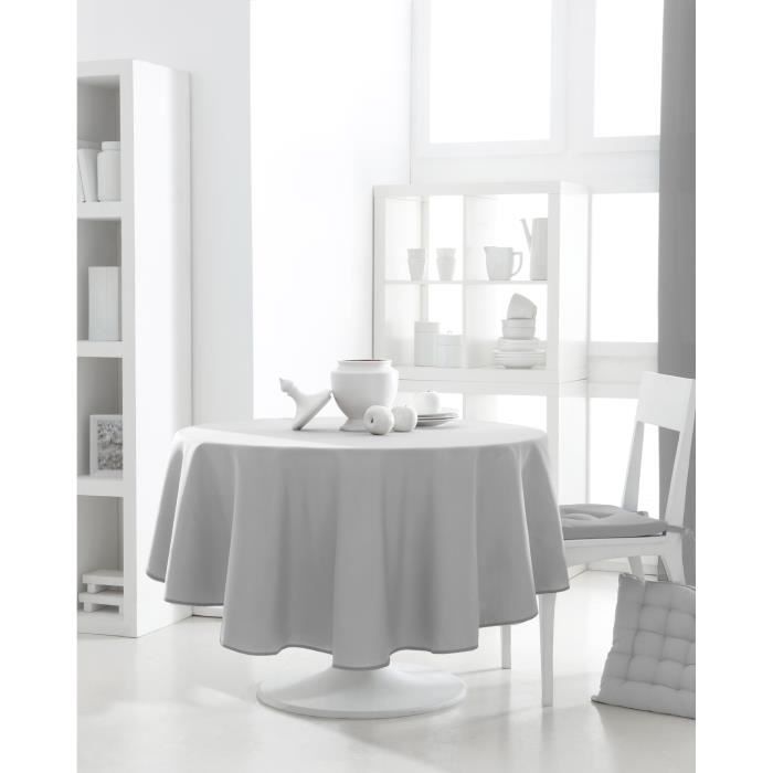 Nappe ronde polyester FAMILY 180cm Zinc