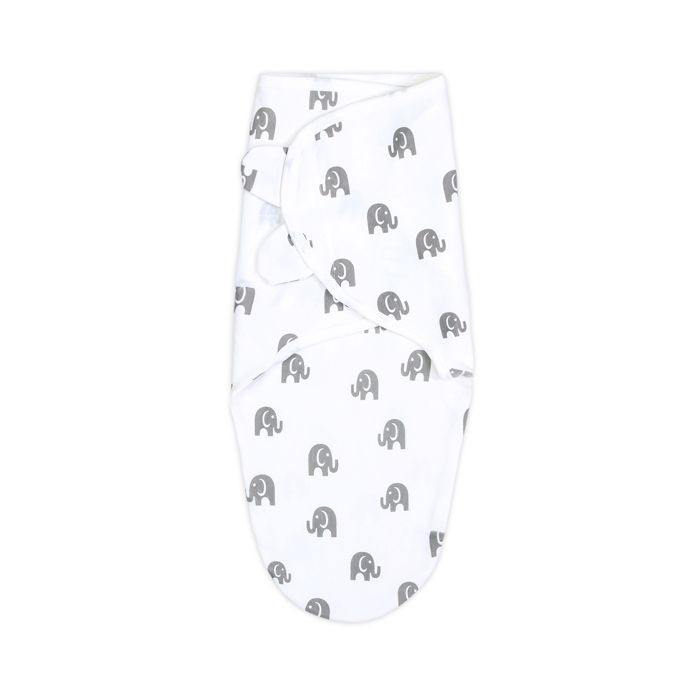 Couverture d'emmaillotage en coton Petit éléphant Nid d'ange - TOTSY BABY - 0-3 mois - Blanc - 70 x 53 cm