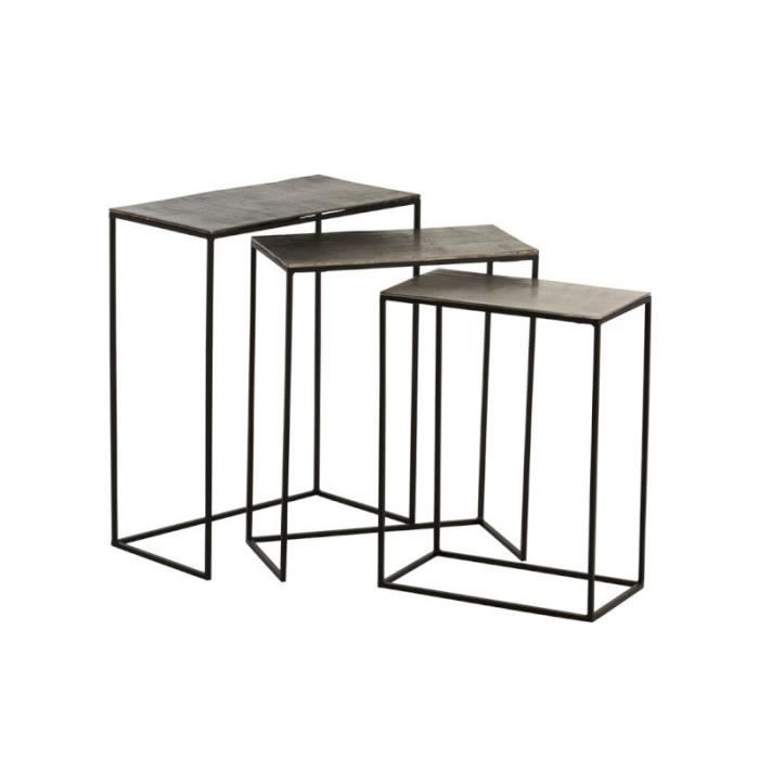 trio de tables gigognes métal/aluminium - juliana - l 53 x l 29 x h 66