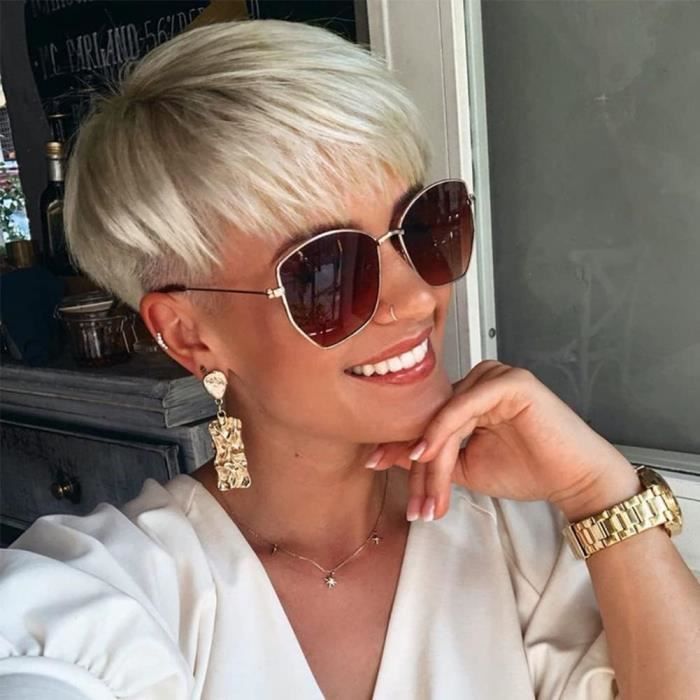 Blonde Pixie Perruque Avec Des Racines Foncées Perruques Courtes Pour