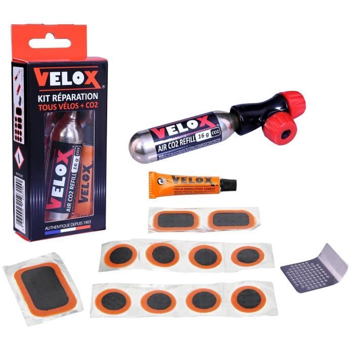 Kit de réparation VELOX - Cartouche CO2 16g avec régulateur de pression - 8 pièces - Noir
