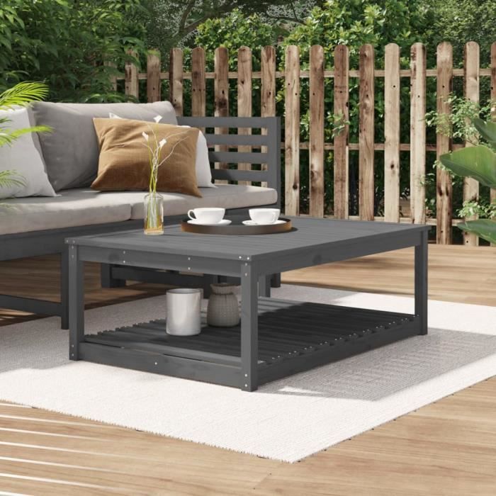 VidaXL Table de jardin gris 121x82,5x45 cm bois massif de pin 824150
