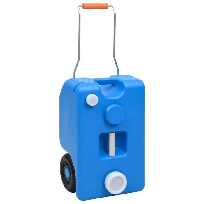vidaXL Réservoir deau sur roues pour camping 25 L Bleu