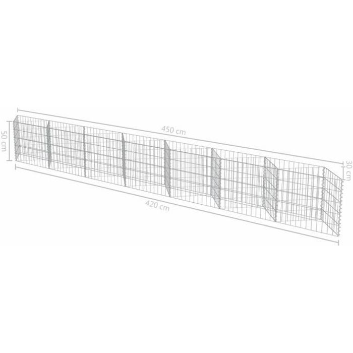 Gabion en Acier galvanisé 450 x 30 x 50 cm - VINGVO - Grande capacité de charge