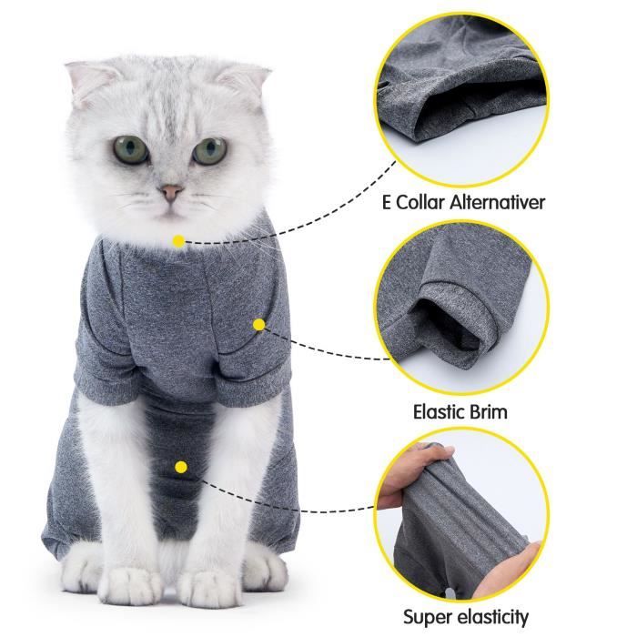 Meilleurs prix pour Vvikizy Costume de récupération de chat Combinaison de récupération pour chat, 4 animalerie costume Gris clair M Gris clair XS