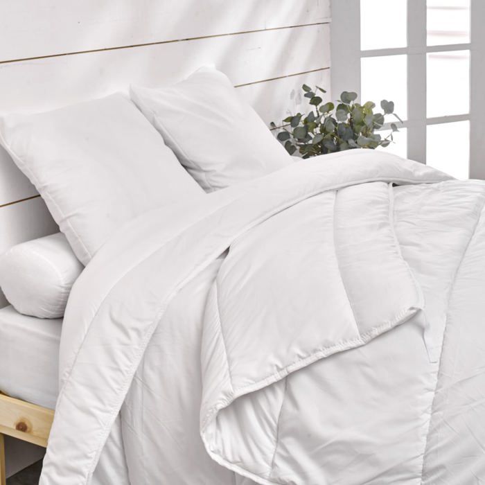 Couette 4 Saisons 140x200 Cm - 350 G/m² Microfibre, Légère, Chaude, Respirante, Anti-acariens, Lavable Machine - Blanc - 1