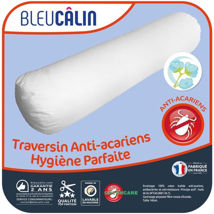 laurentmortreux Traversin Anti-Acariens 160cm Blanc Polyester