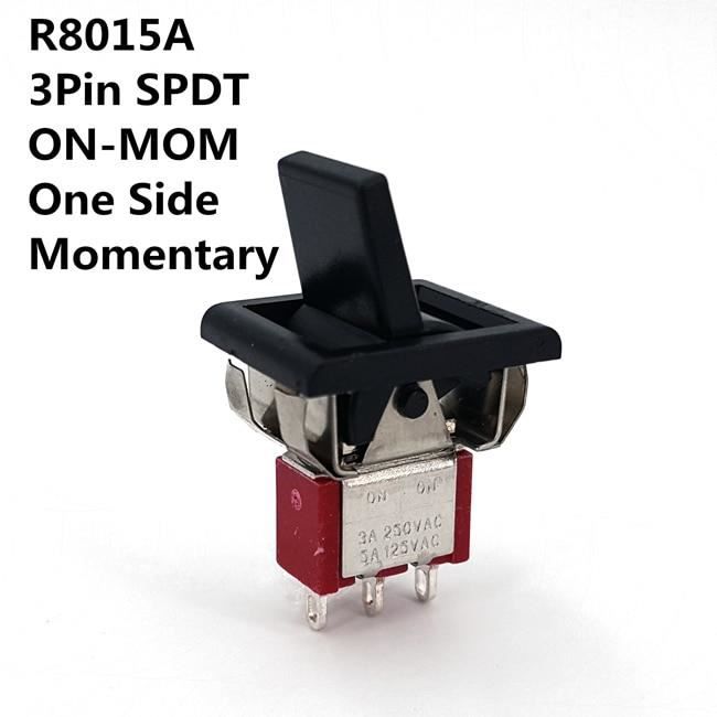 5 Pezzi Interruttore A Levetta Salecom R8015A-P14 3Pin ON-MOM Rosso Per Elettronica