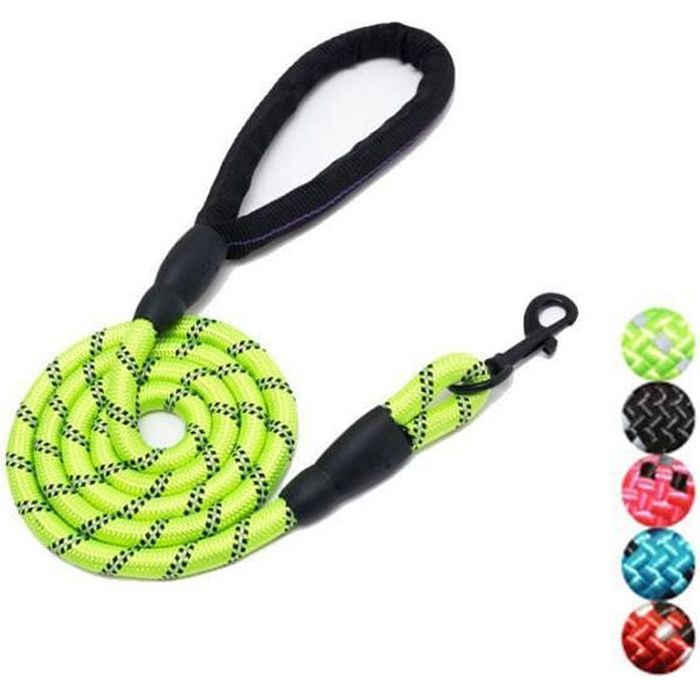Comparer les prix de 2M Laisse pour Chien avec 2 Poignées Souple Solide Corde Réfléchissants pour Moyens ou Grands Chiens à Promenade Randonnée Vert fluo