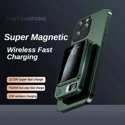 Batterie Externe Magnétique Mag-Safe 10000 MAh – Charge Sans Fil 15W Et Filaire 20W – Compatible IPhone 12 à 16 – Design Métal Graphène