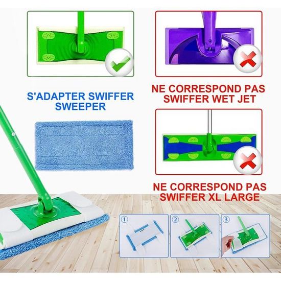 6 pcs Serpillères Réutilisables pour Balai Swiffer Sweeper