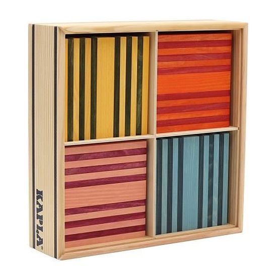 Kapla - Coffret Couleur Avec 40 Planchettes En Bois + Livre - Jeu Créatif Et éducatif Pour Enfants