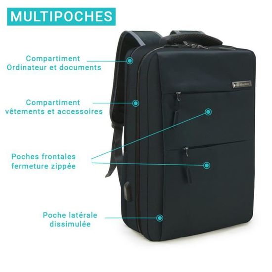 Sac Dos Ordinateur 15 Pouces avec port USB Imperm able forme