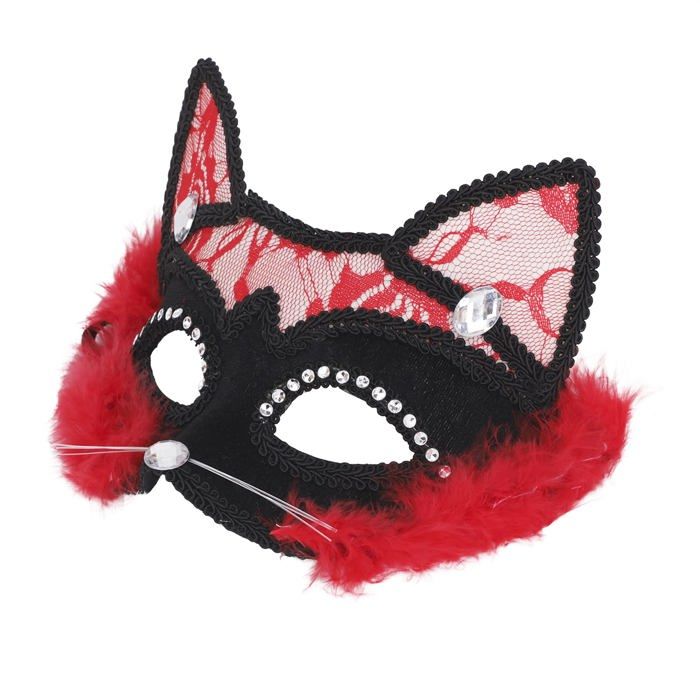 Sewroro Lot De 2 Masques Chat Style Japonais - Cosplay Kabuki Demi-Visage Pour Halloween