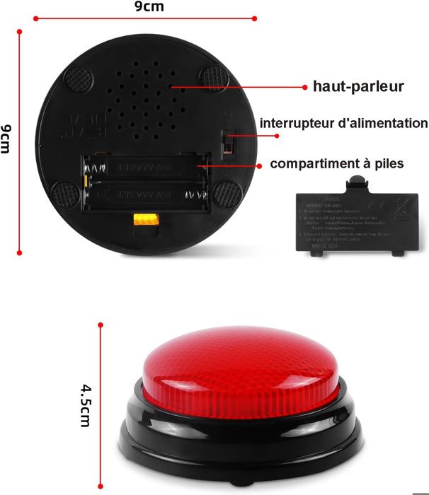 Relaxdays Buzzer avec Son et lumière, Accessoire de fête de soirées